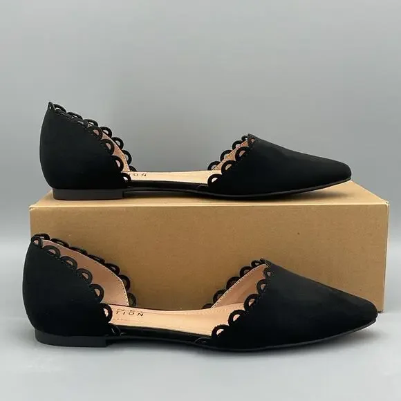 NEW Journee Collection Women’s Jezlin Scalloped Flats Black Size 7.5 - Picture 1 of 10